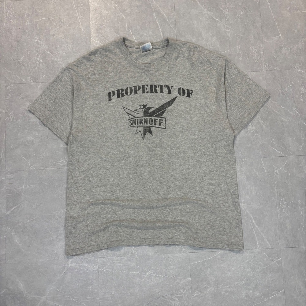 Hanes Heavyweight Smirnoff Property Of Graphic T-Shirt Mens XL Gray Short Sleeve